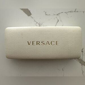 Versace glass case sunglasses reading glasses cream velvet interior